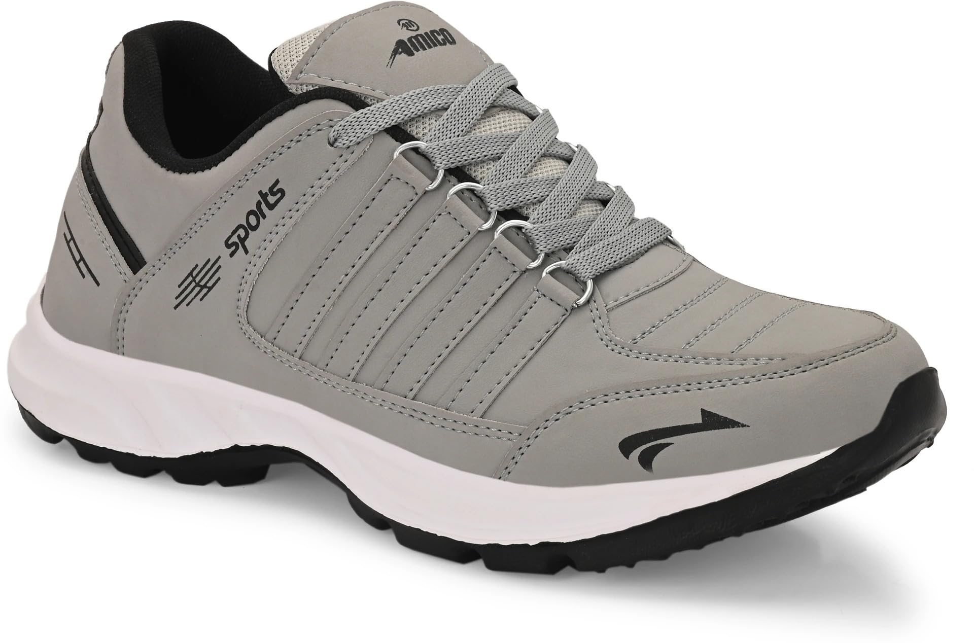 Amico Lite Sports Shoes for Men | Stylish Running Trainers | Breathable Mesh Upper | Anti-Slip Airmix Sole | Lightweight and Comfortable Gym Shoes | Trendy Footwear Grey 4