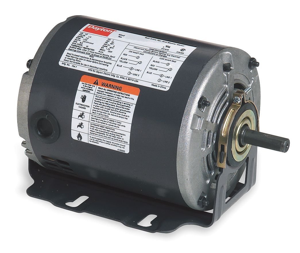 Dayton 6K589 Motor, 1/2 hp, 60Hz, Belt, Degrees_Fahrenheit, to Volts, Amps, (