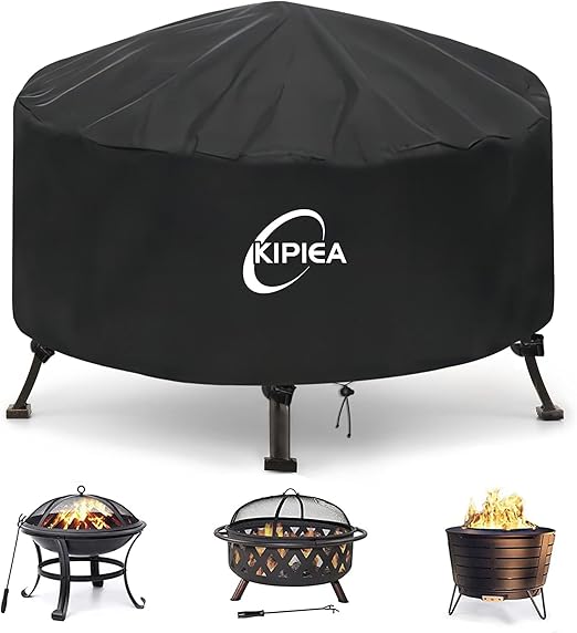 Kipiea Fire Table Cover, Waterproof Round Fire Pit Cover, Outdoor Patio