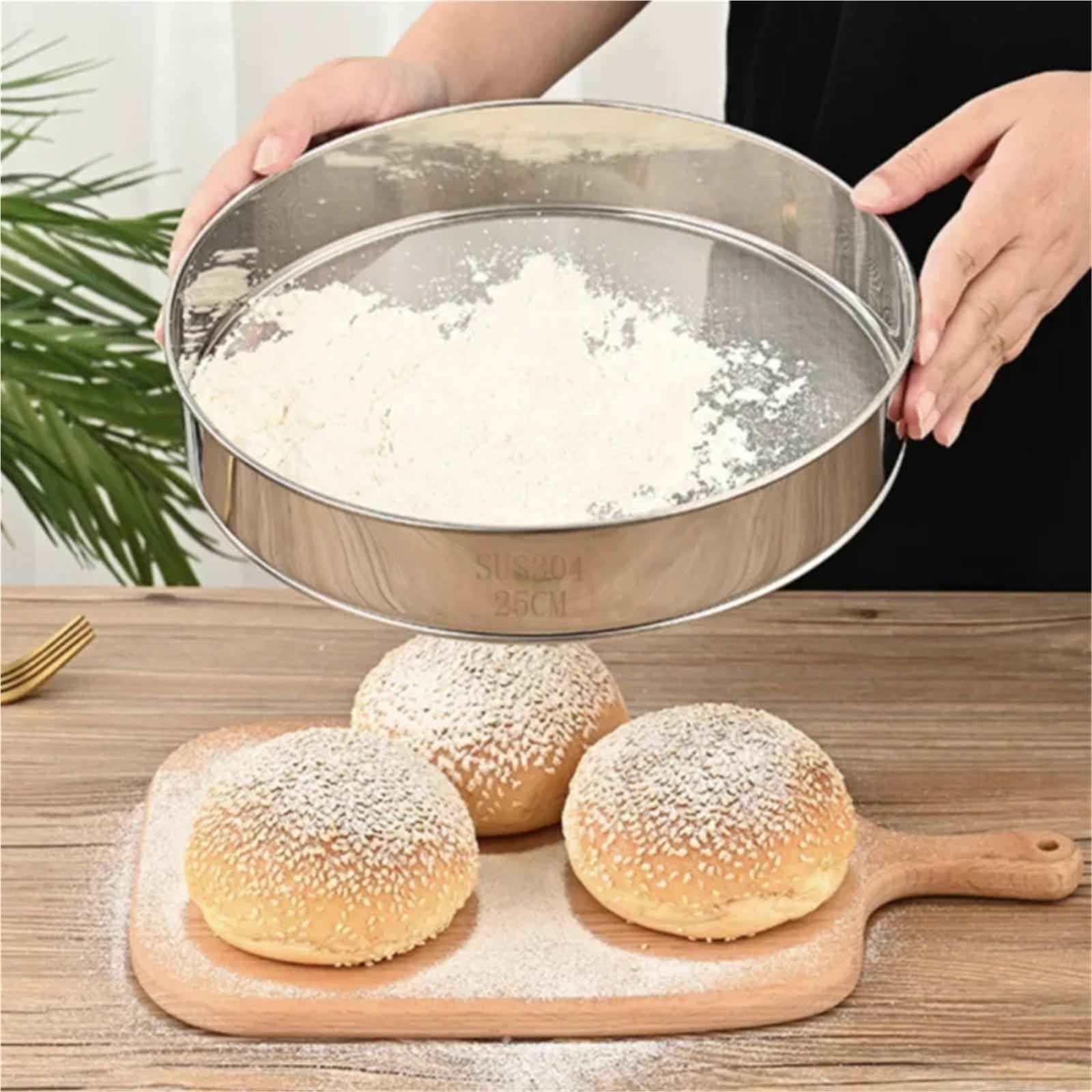Setaccio da giardino Setaccio for terreno Maglia in acciaio inossidabile 18 cm Strumento da giardinaggio for farina, tè, pasta(18cm)