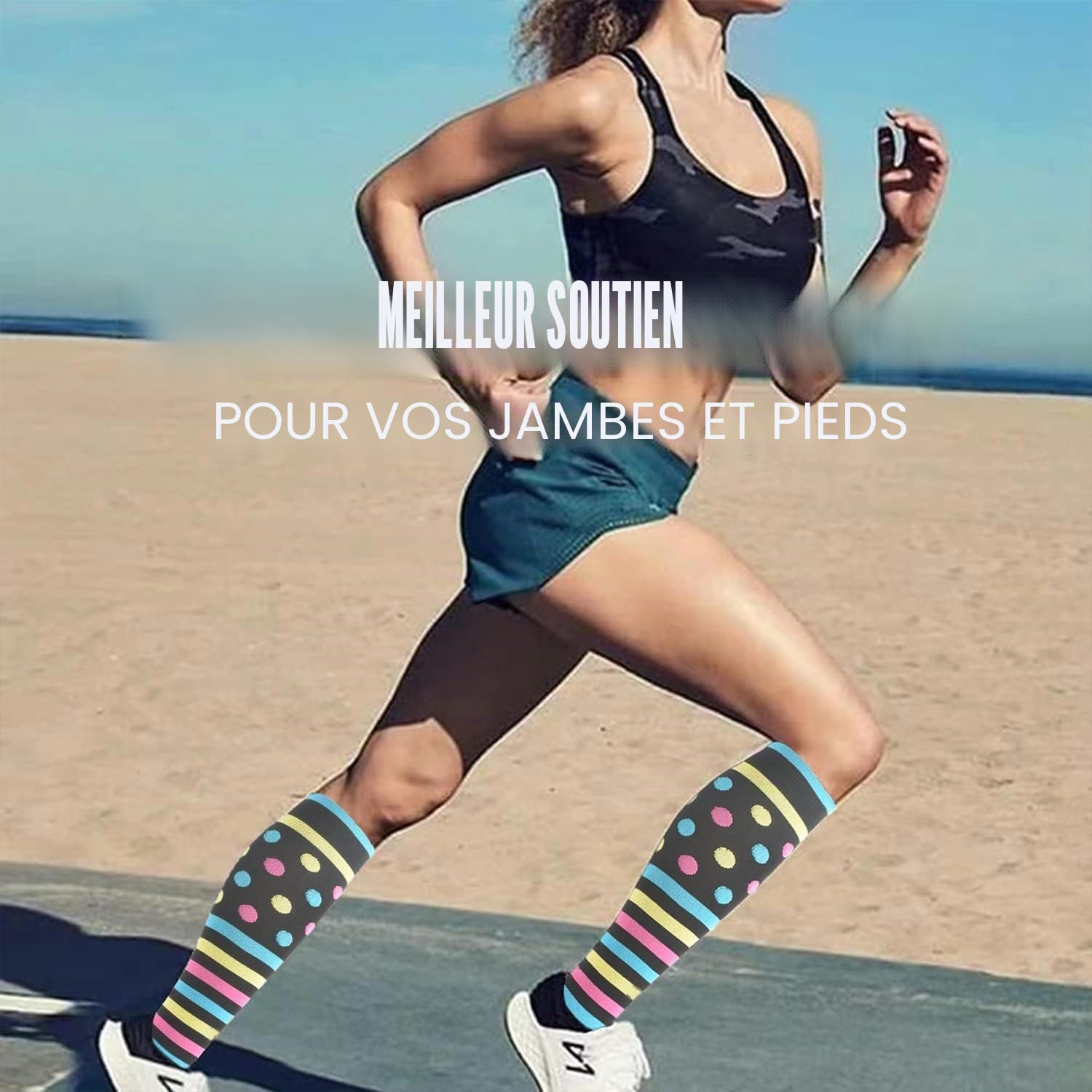 8 Paires Bas de Contention Femme Homme Chaussettes de Contention (15-20 mmHg) Chaussettes de Compression pour Sport fitness Infirmiere course cyclisme Vols randonnée voyages