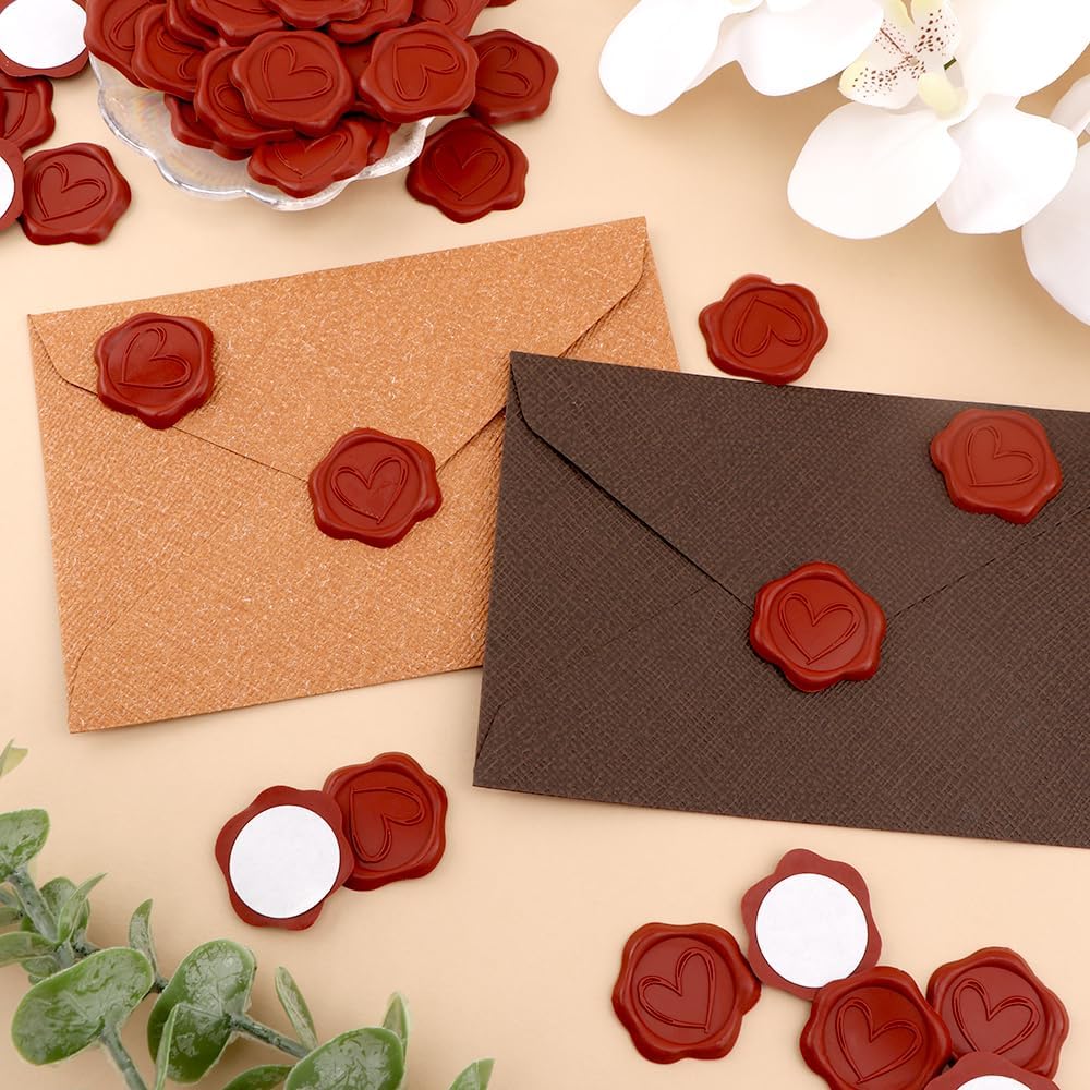 Wax Seal Stickers,60Pcs Love Pattern Brownish red Self Adhesive Envelope Seal Stickers,Great for Gift Wrapping,Wedding Invitation,Party Birthday,Christmas