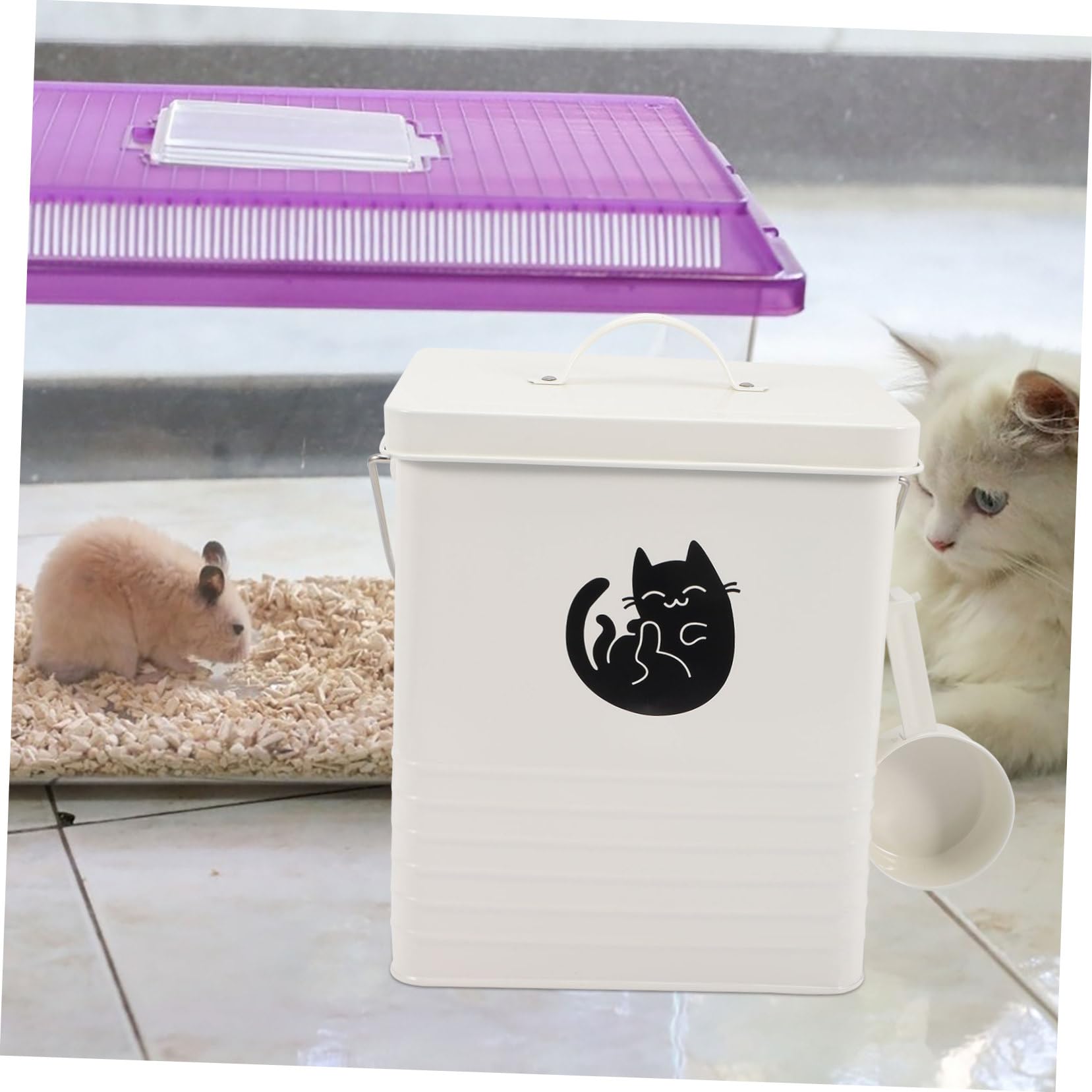 Sosoport Secchio Per Cibo Per Gatti e Cani Contenitore Per Snack Con Paletta Pratico e Duraturo Per Alimenti Secchi Biscotti e Snack Preferiti