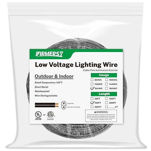 Miniatura 9 de FIRMERST Cable de iluminación para exteriores de bajo voltaje 162, con certificación UL, 500 pies