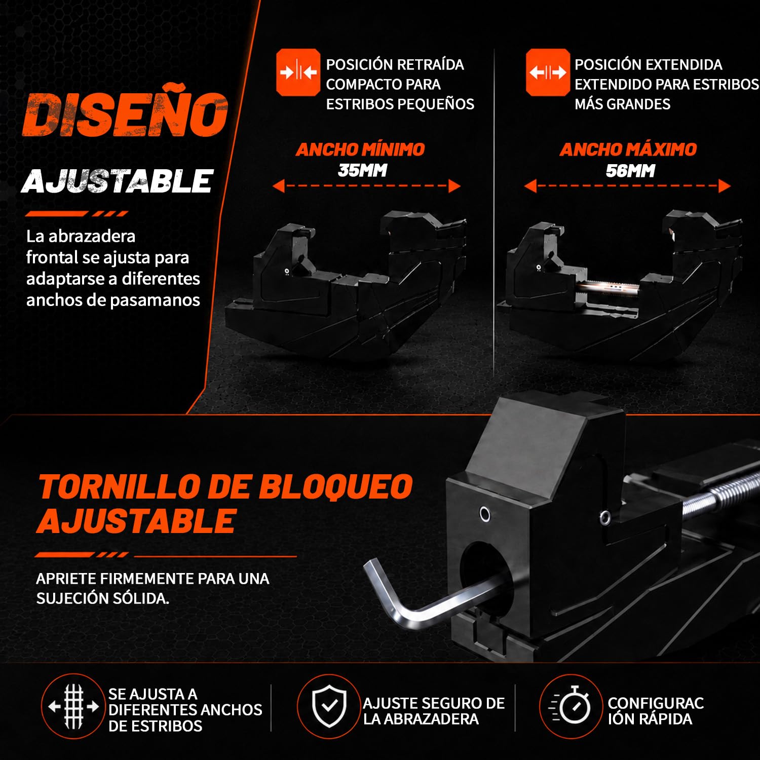 Estriberas de moto CNC aluminio universal ajustable para Beta RR EXC Negro