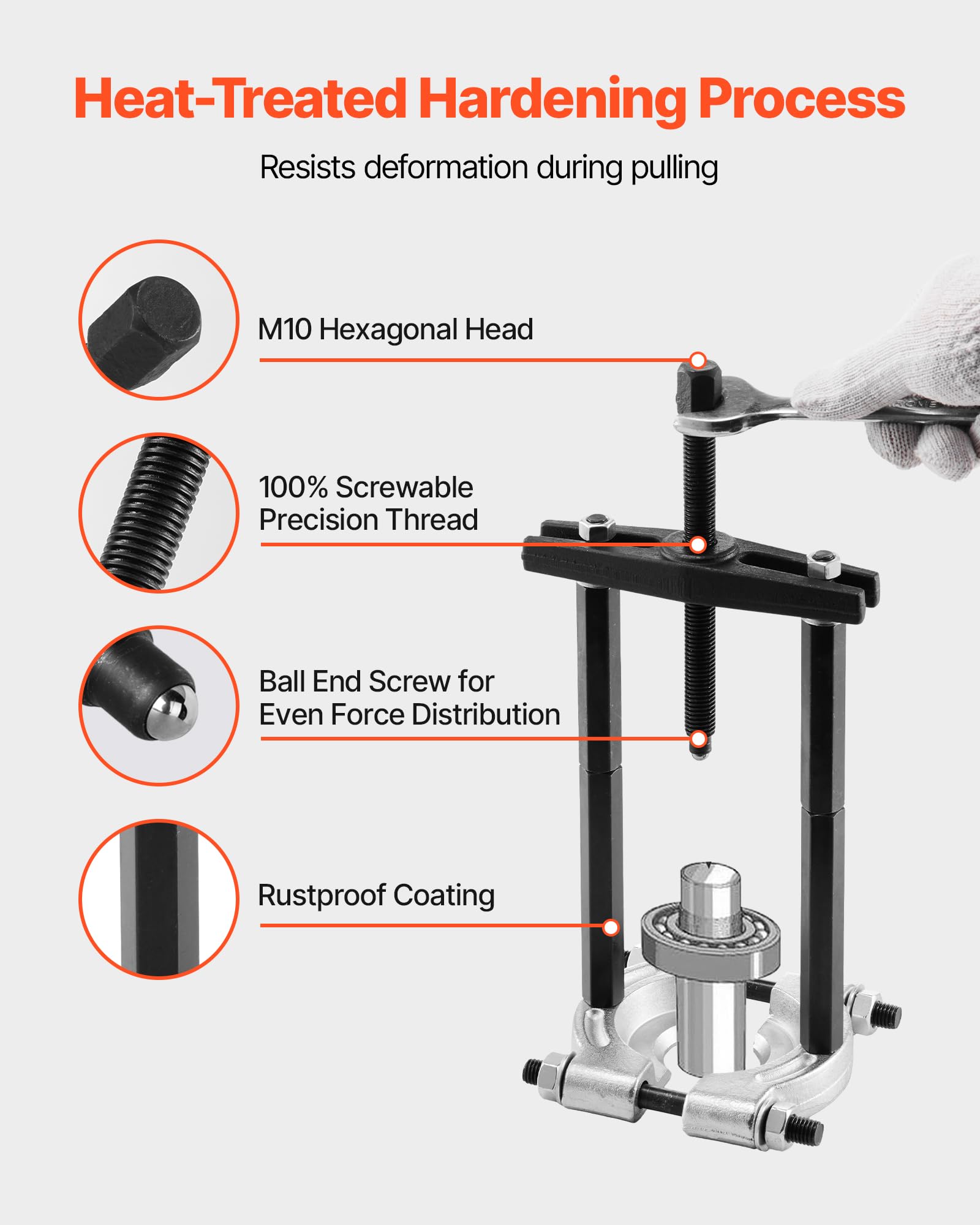 VEVOR Kit di Estrazione Cuscinetti Separatore 14 Pezzi capacità 5 Tonnellate, Kit di Rimozione Cuscinetti a Pignone con Ganasce Set di Estrattori Utensili per Divisione, Kit Utensili per Autoveicoli