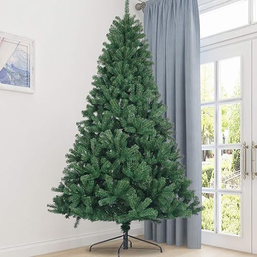 Miniatura 2 de 7.5FT Unlit Artificial Christmas Tree, Holiday Green Spruce PVC Xmas Tree with 1400 Branch Tips, Realistic Faux Fir Christmas Tree with Foldable