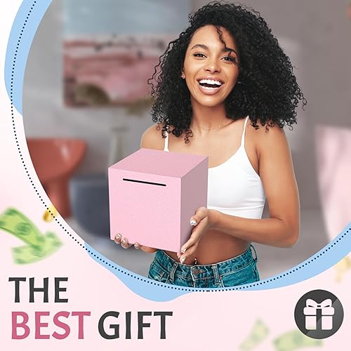 Miniatura 7 de Alcancía para adultos, alcancía irrompible que debe romperse para abrirse, alcancía de ahorro de metal hecha de acero inoxidable (rosa, 15 cm)