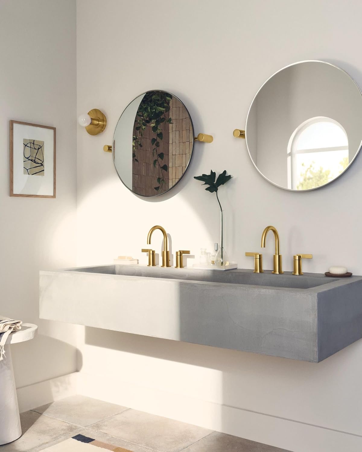 Moen Brushed Gold Cia Widespread 2-Handle High-Arc Bathroom Faucet for 3-Hole Bath Sink, Valve Required, T6222BG