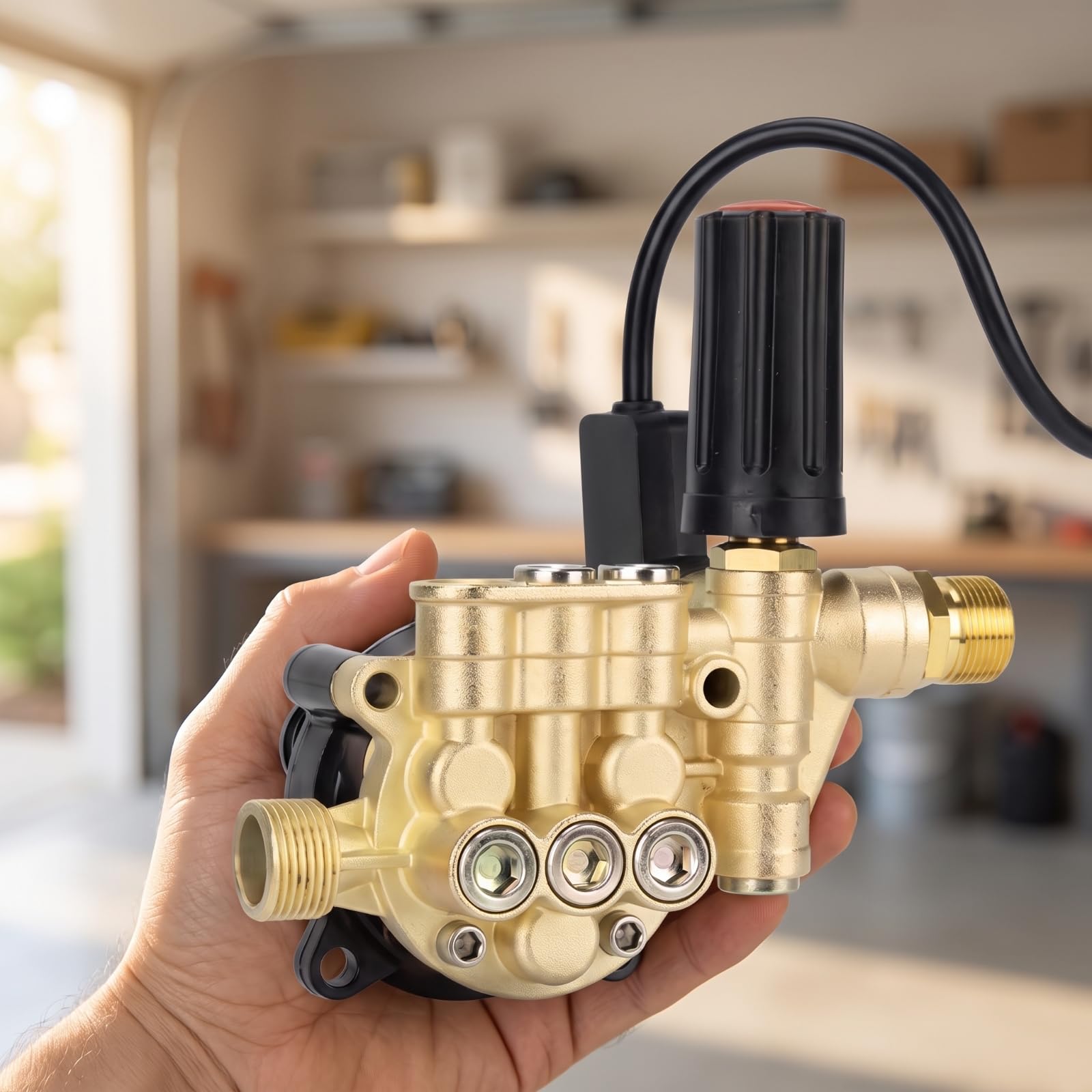 Tête Pompe Nettoyeur Haute Pression Électrique Tête à 12 Pistons Réglable pour Lavage Auto, Pompe À Piston 12 Réglable