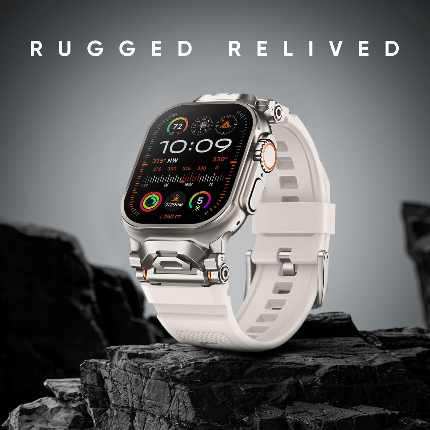 Rugged Bands Compatible for Apple Watch Ultra 3/Ultra 2/Ultra Band 49mm 46mm 45mm 44mm 42mm, Silicone Sport Strap with Durable Stainless Steel Connector for iWatch Series 11 10 9 8 7 6 5 4 3 SE Ultra - Image 4