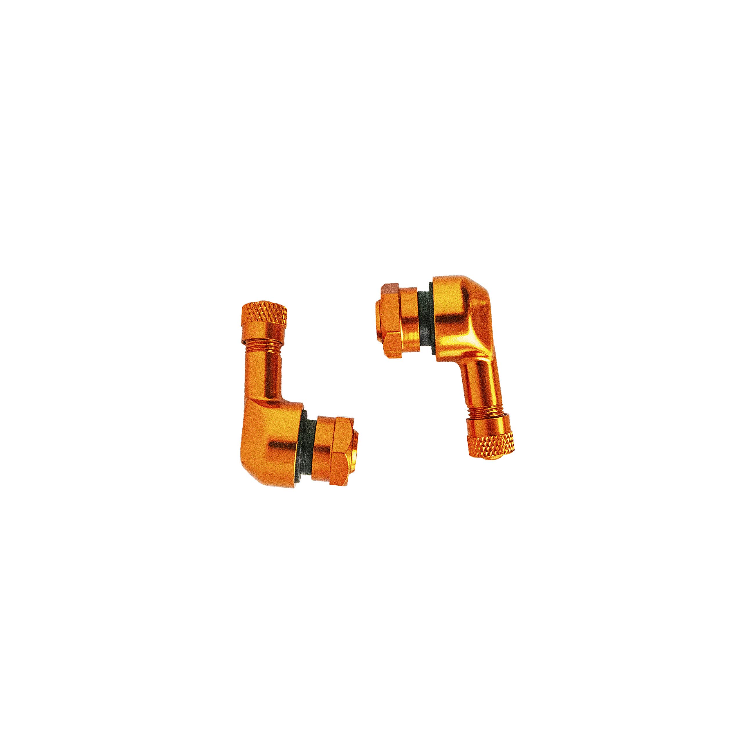 Stelo valvola angolato in Lega forgiata con controdado, Dimensioni 0,357 Pollici (8,3 mm), Arancione