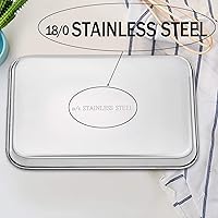 Vista 6 de TeamFar Baking Sheet Set of 4, 16/12.5/10/9.3 Inch Stainless Steel Baking Pan Tray Cookie Sheet, Non Toxic & Healthy, Rust Free & Easy Clean