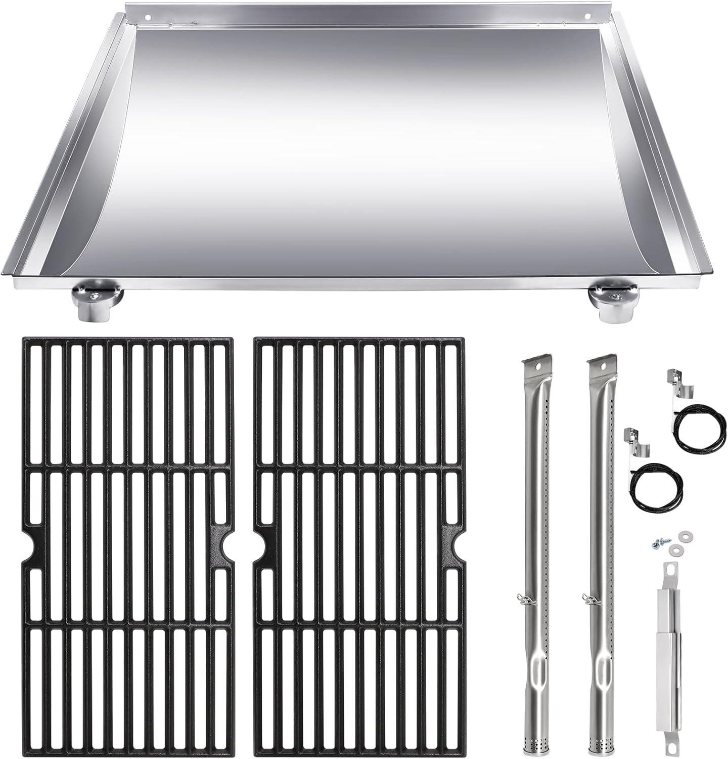 Hiorucet Grill Parts for Charbroil 463251414, 463251413, 463250211, 463250212, 466251413 Gas Grill, G352-2100-W1 Trough Firebox, Grill Grates, Burners, Igniters, Crossover Tubes for Charbroil Grills