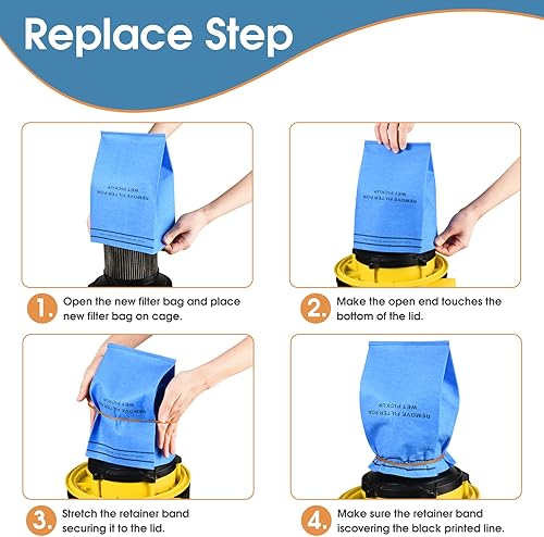 Miniatura 4 de 6 bolsas de filtro en seco y húmedo para Stinger de 2.5 a 5 galones Shop Vac Vacuum Craftsman Husky