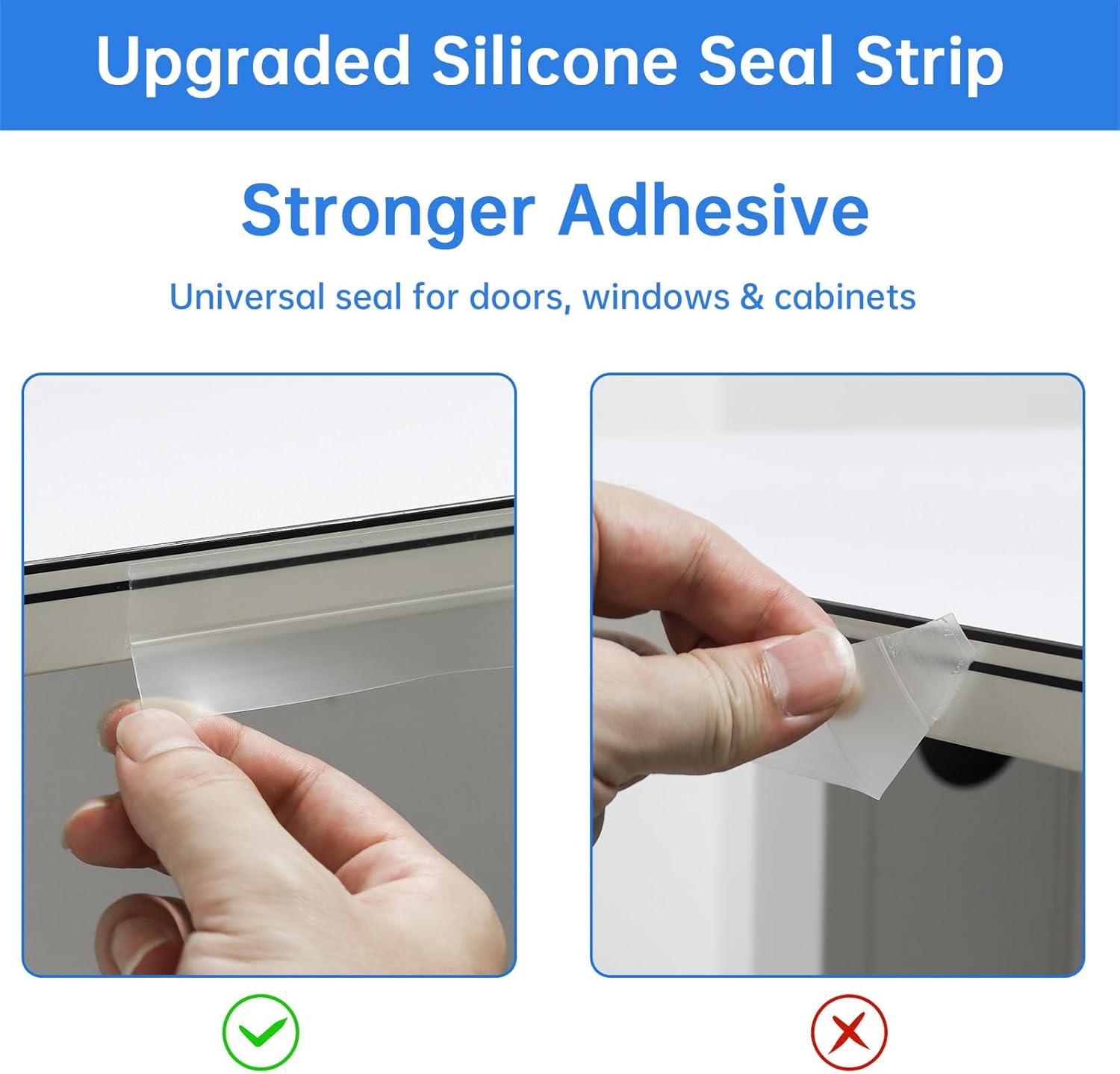 25mm Transparent Silicone Weather Stripping, 5M/16.4FT Upgraded Strong Adhesive Door Seal Strip for Doors, Windows & Shower Glass Gaps, Waterproof & Soundproof Red Backing Tape (Red, 25MM)