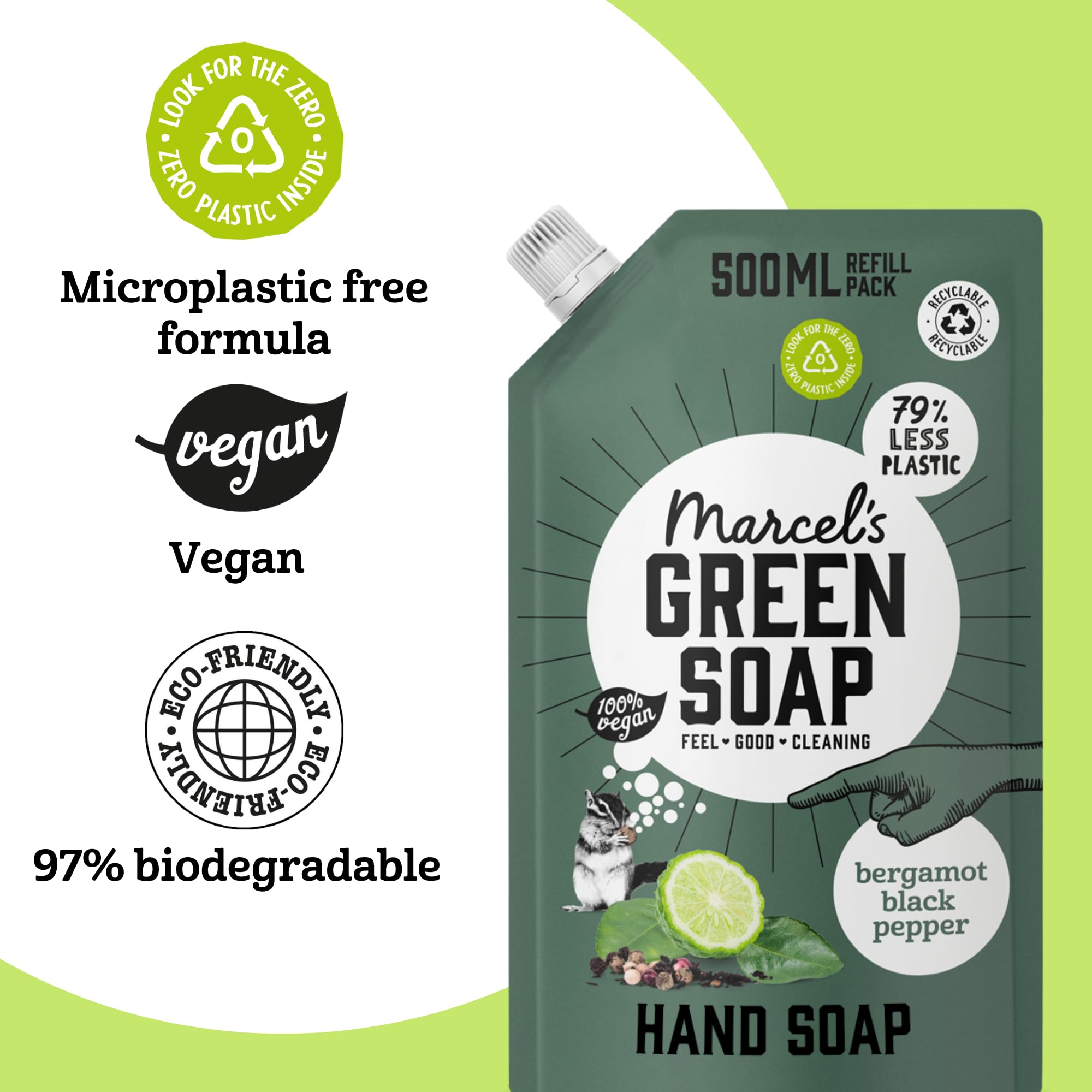 Marcel's Green Soap, Hand Soap Black Pepper & Bergamot Refill, Handwash Refill Pack, Vegan, 97% Biodegradable, 3000 ml - Image 4