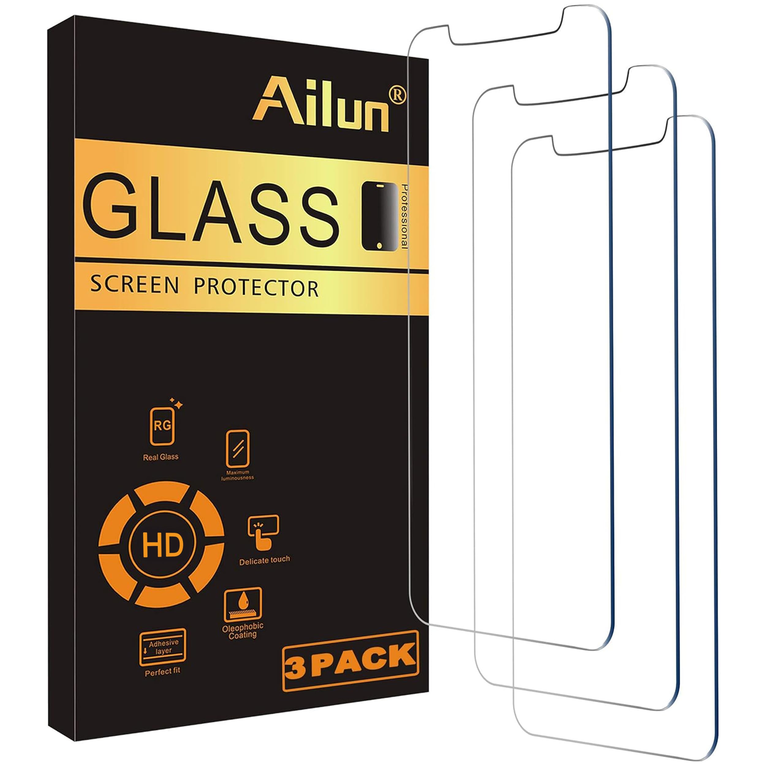 Ailun 3 Pack Screen Protector for iPhone 12 Pro Max, Tempered Glass | 6.7 Inch, Case Friendly