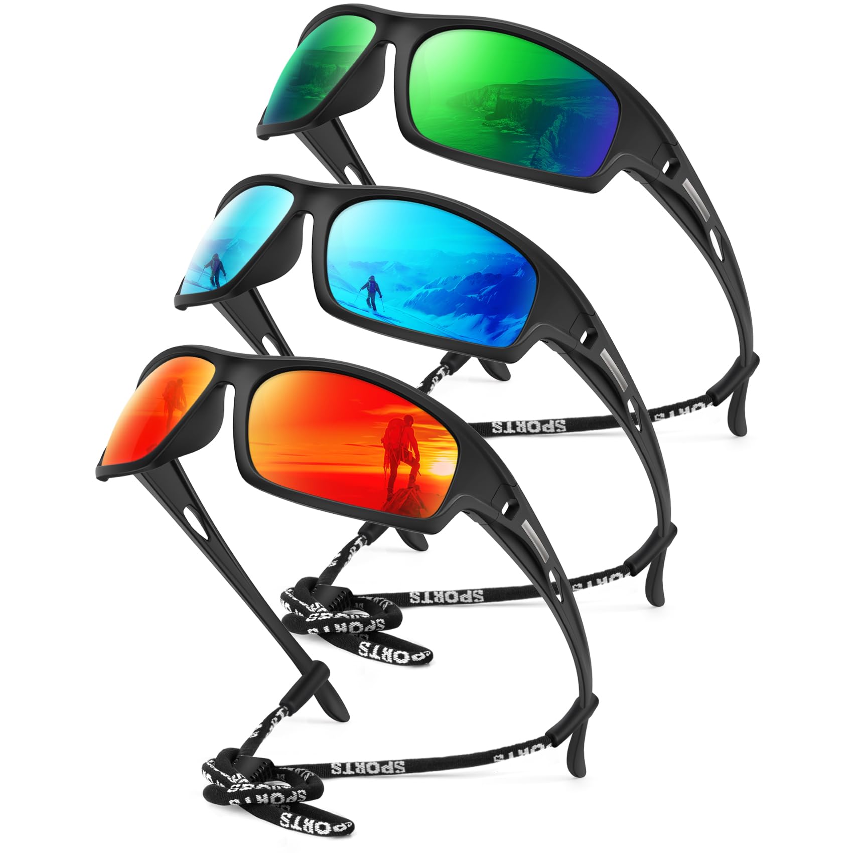 KALIYADI Polarized Sunglasses-Men Sports Sun-Glasses: Mens Sunglasses UV400 Protection for Running Fishing Golf