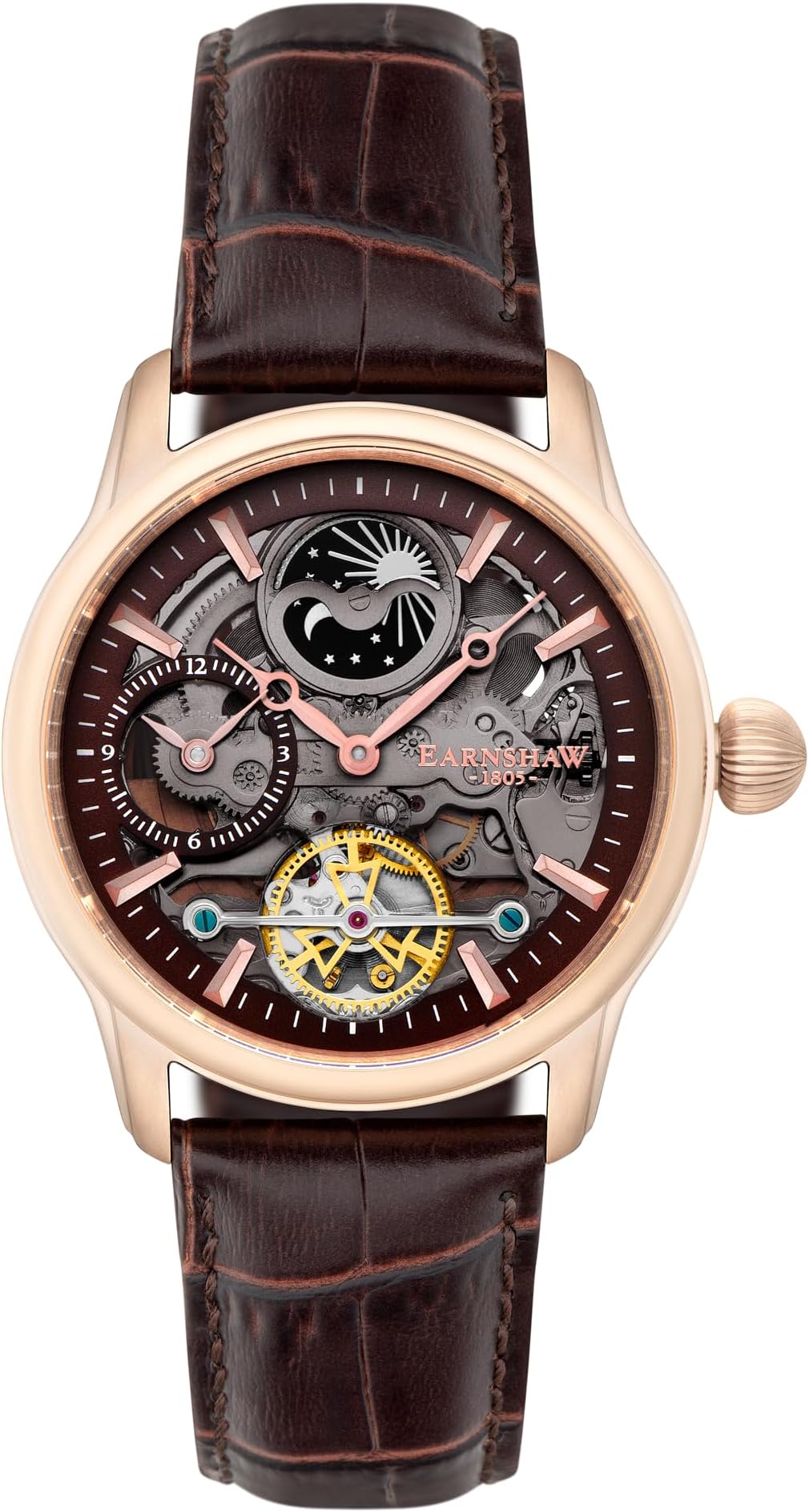 Men's 44mm Longitude Shadow Automatic Watch with Leather Strap ES-8063