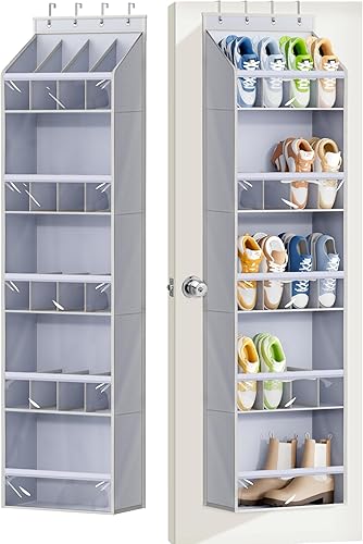 KEETDY 20 pares de organizadores de zapatos para armario, grandes bolsillos transparentes, colgador de zapatos para colgar en la puerta, soporte