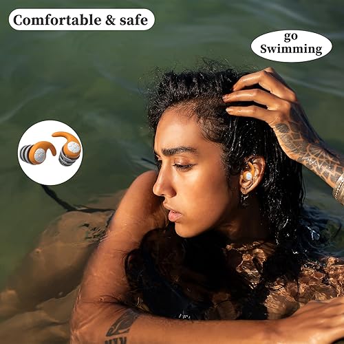 Miniatura 4 de Konket 2 pares de tapones para los oídos de natación, tapones para los oídos de natación para adultos, tapones de silicona impermeables para los
