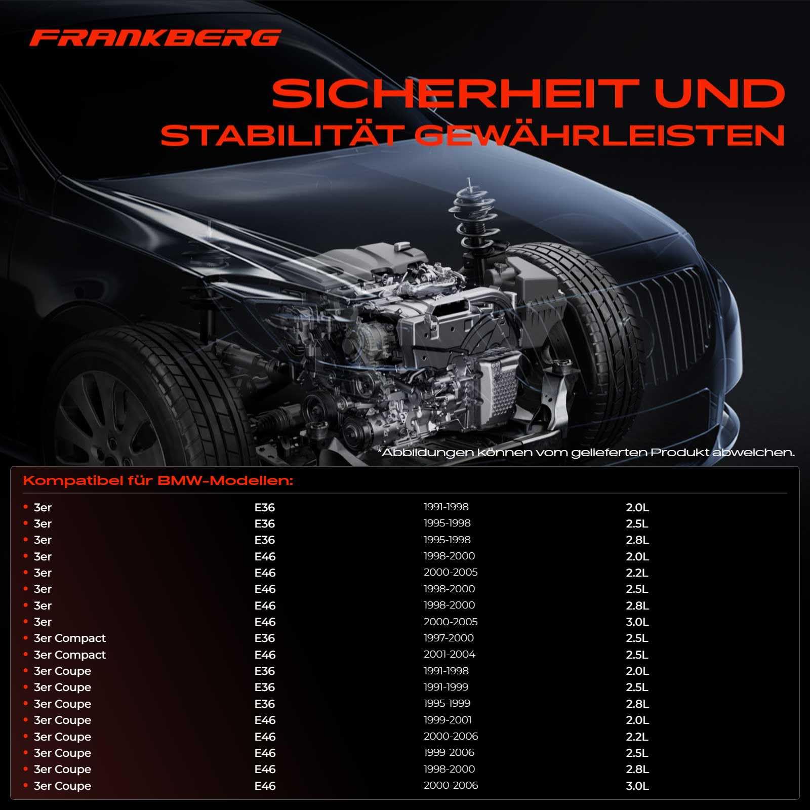 Frankberg 2x Motorlager Vorne Kompatibel mit 3er E46 320i 323i 325i 328i 330i 2.0L-3.0L 1993-2005 Z4 Roadster E85 2.2i 2.5 Si 2.5i 3.0 Si 3.0i 2.2L-3.0L 2002-2009 Replace# 11811141377