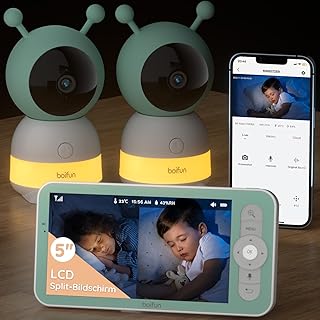 BOIFUN Baby Monitor with 2 Camera Apps, 2K HD Picture, PTZ 355°/60°, 4 x Zoom, Automatic Tracking, Crying/Motion/Noise Det…
