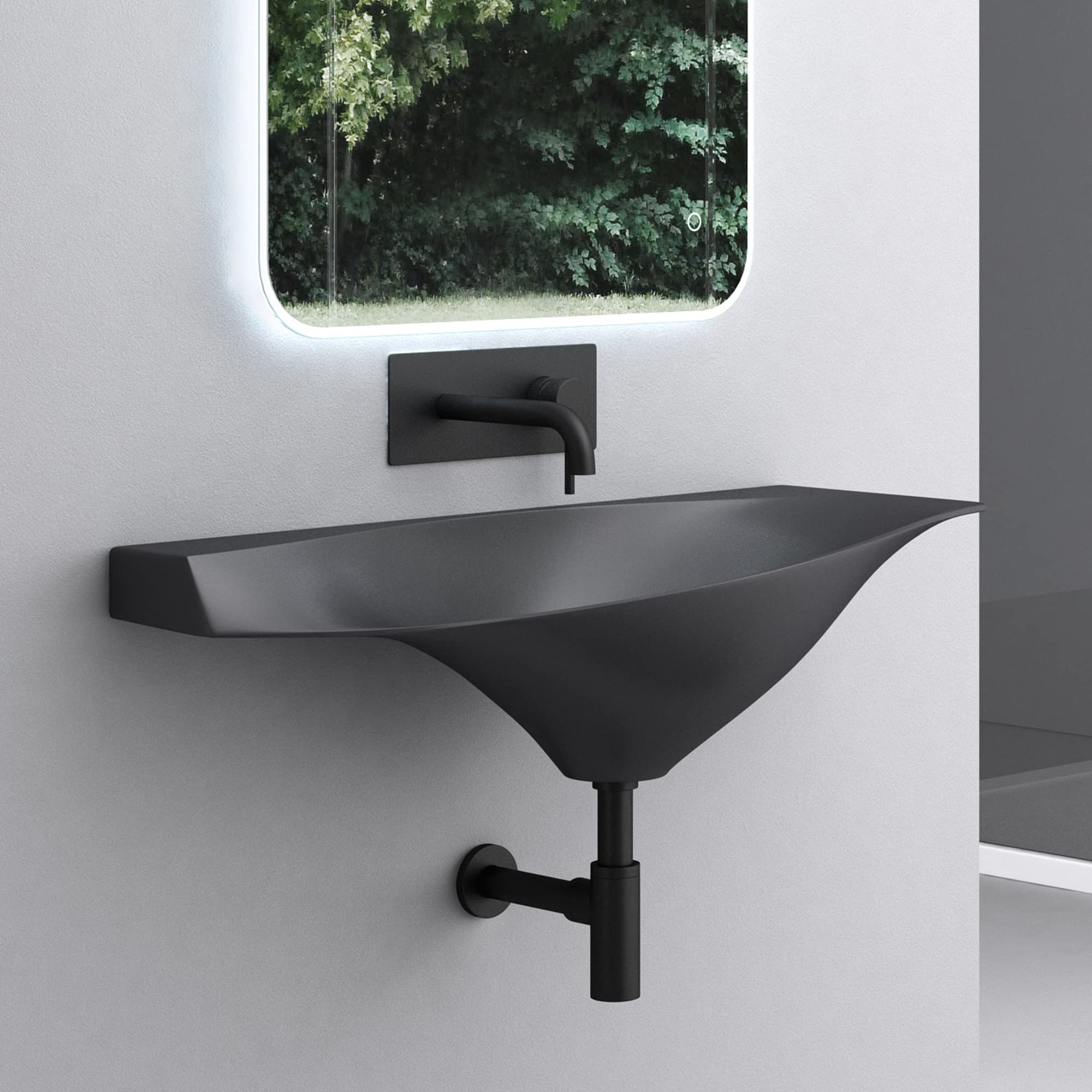 Mai & Mai Sifón S05 Sifón en forma de L Juego de desagüe para lavabo Rosca de conexión de latón negro
