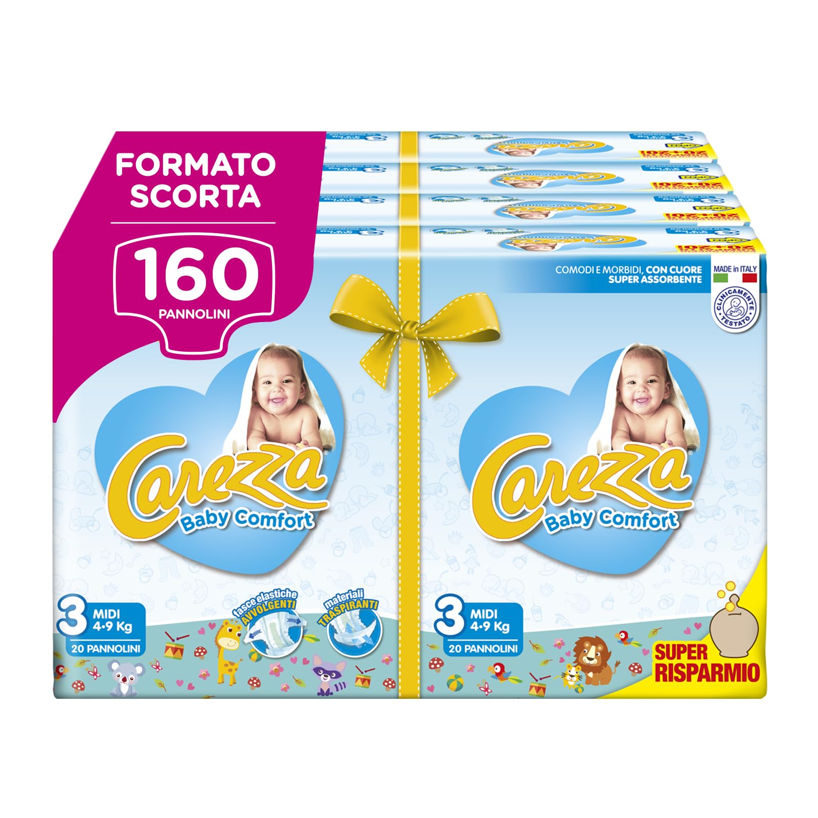 Carezza Baby Comfort Midi | Taglia 3 (4-9 kg) | 160 pannolini