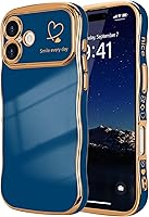 Vista 16 de LCHULLE Funda para iPhone Air para mujeres y niñas, lindo marco ondulado con forma rizada con patrón de corazón de amor, cubierta de protección