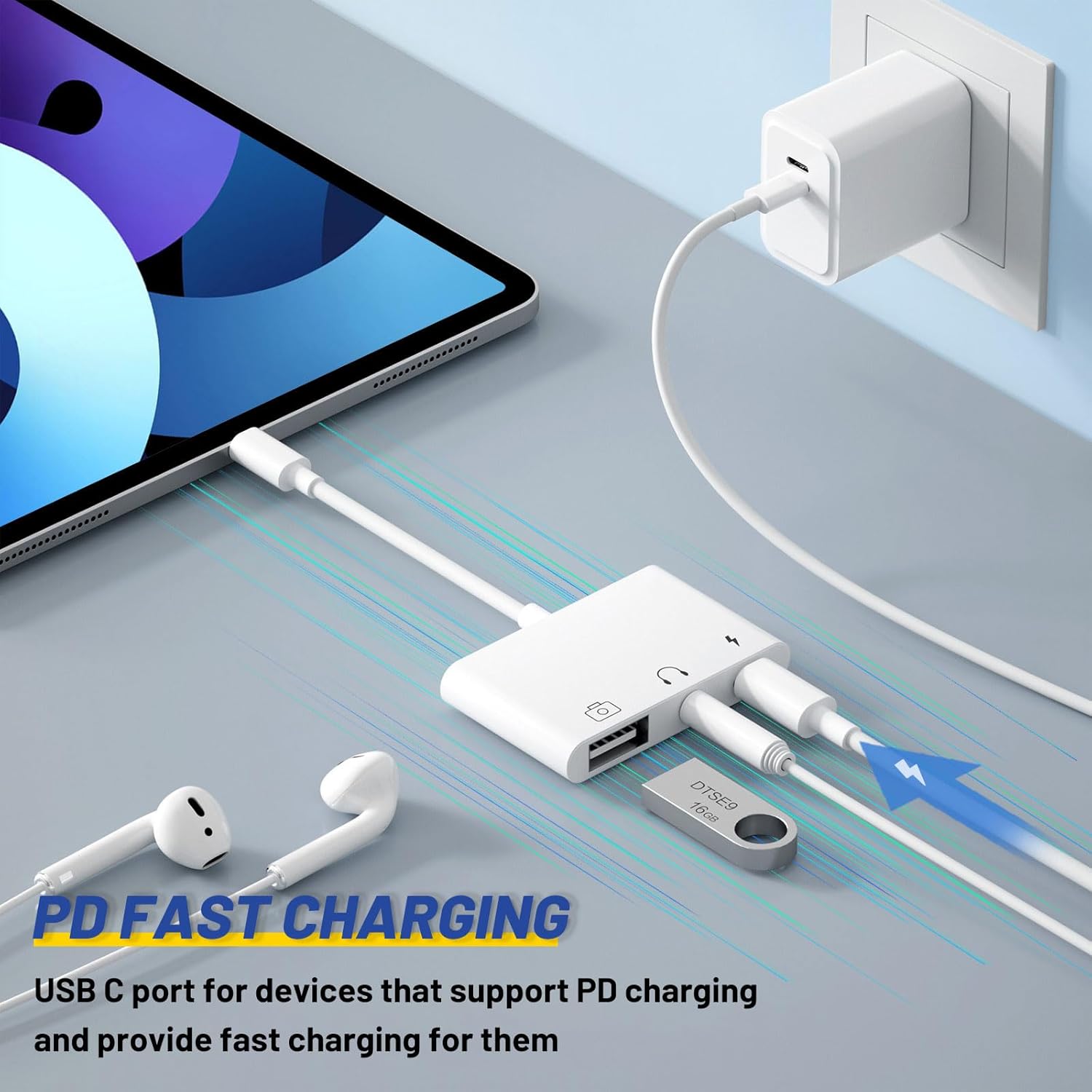 USB C to USB Adapter 3 in 1 USB C to 3.5mm Audio Adapter for iPad USB Adapter - Image 3