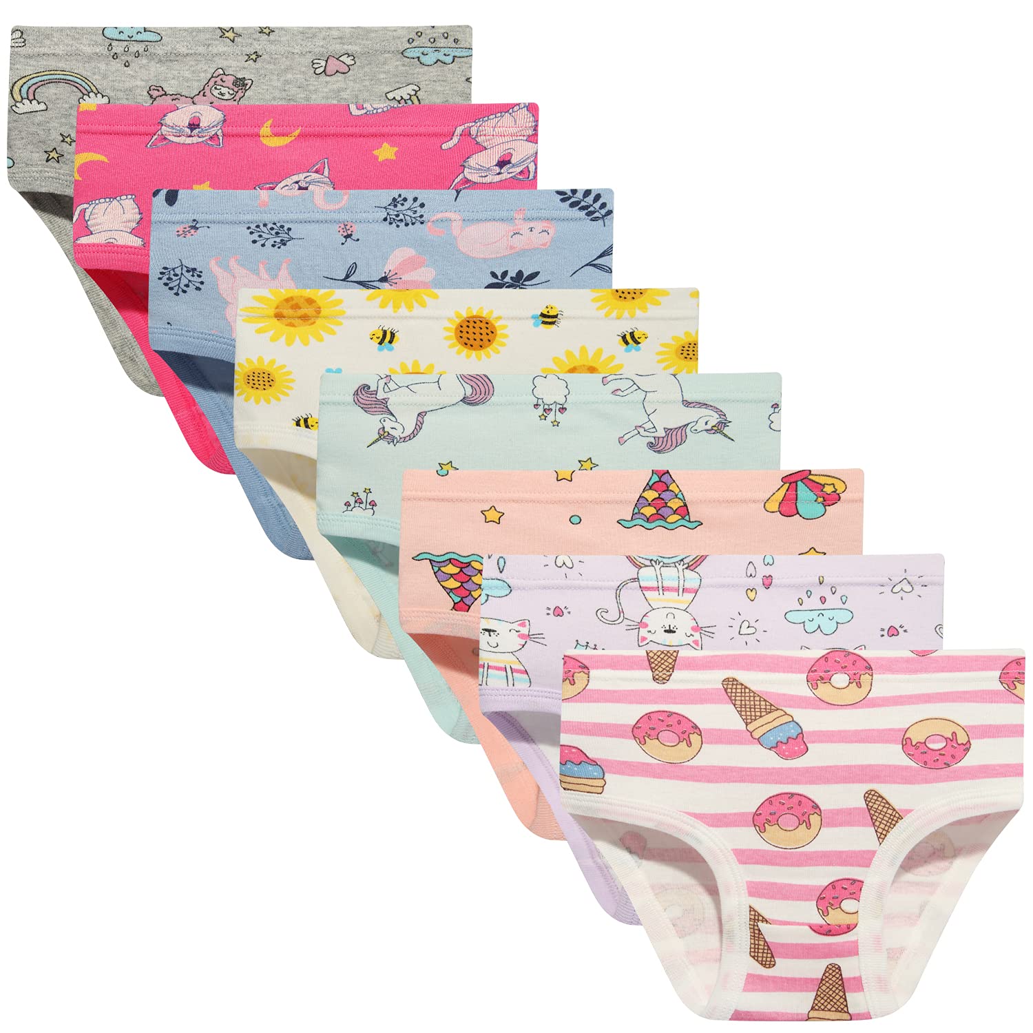 Girls Cotton Brief Breathable Toddler Panties Kids Assorted Underwears 6-8 pieces
