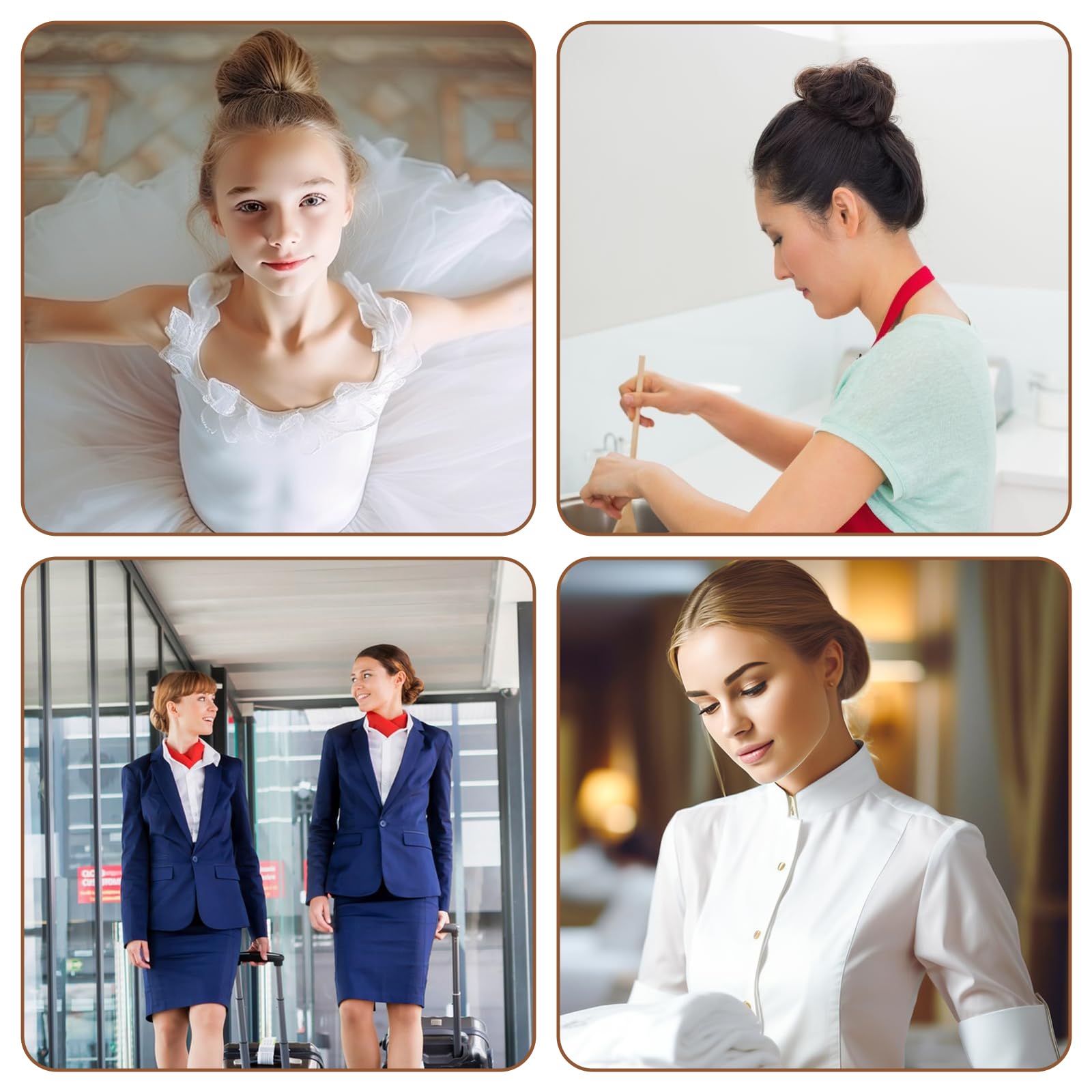 Confezione da 20 retine per chignon per balletto con 50 forcine per capelli a forma di U, retine elastiche invisibili, per chignon da danza e balletto, retine per capelli da danza per donne, ragazze,
