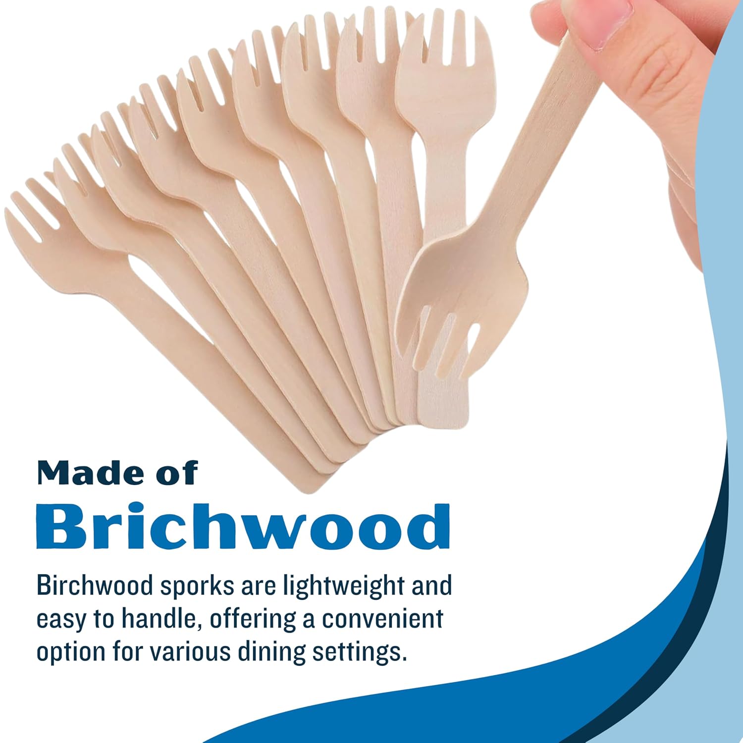 4" Mini Wooden Sporks/Compostable Birchwood - Pack of 200ct