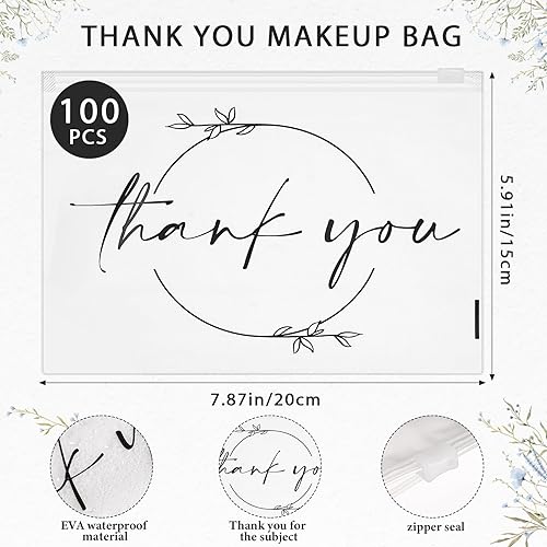 Miniatura 2 de Ireer 100 bolsas de maquillaje de regalo de agradecimiento, bolsas de cosméticos EVA con cremallera, bolsas de agradecimiento, mini bolsa de aseo a