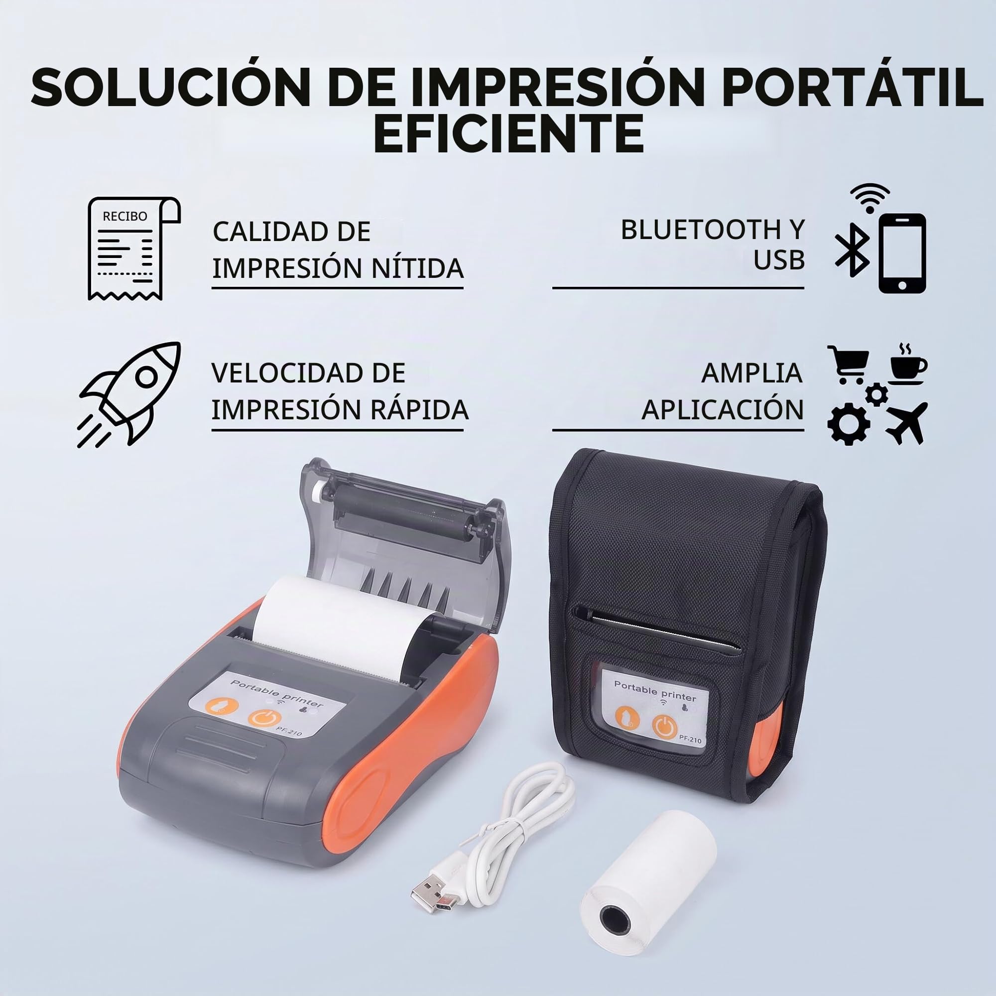 Fafeicy Impresora Térmica Inalámbrica Portátil para Recibos y Tickets Mini Rápida con Bolsa de Almacenamiento para Negocios Pequeños y Movilidad