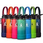 Farsea Insulated Water Bottle With Paracord Handle, Protective Silicone Boot and 2 Lids (Straw Lid & Spout Lid), Stainless Steel Water Bottle Wide Mouth, Double Wall Sweat-Proof BPA-Free, 18 oz