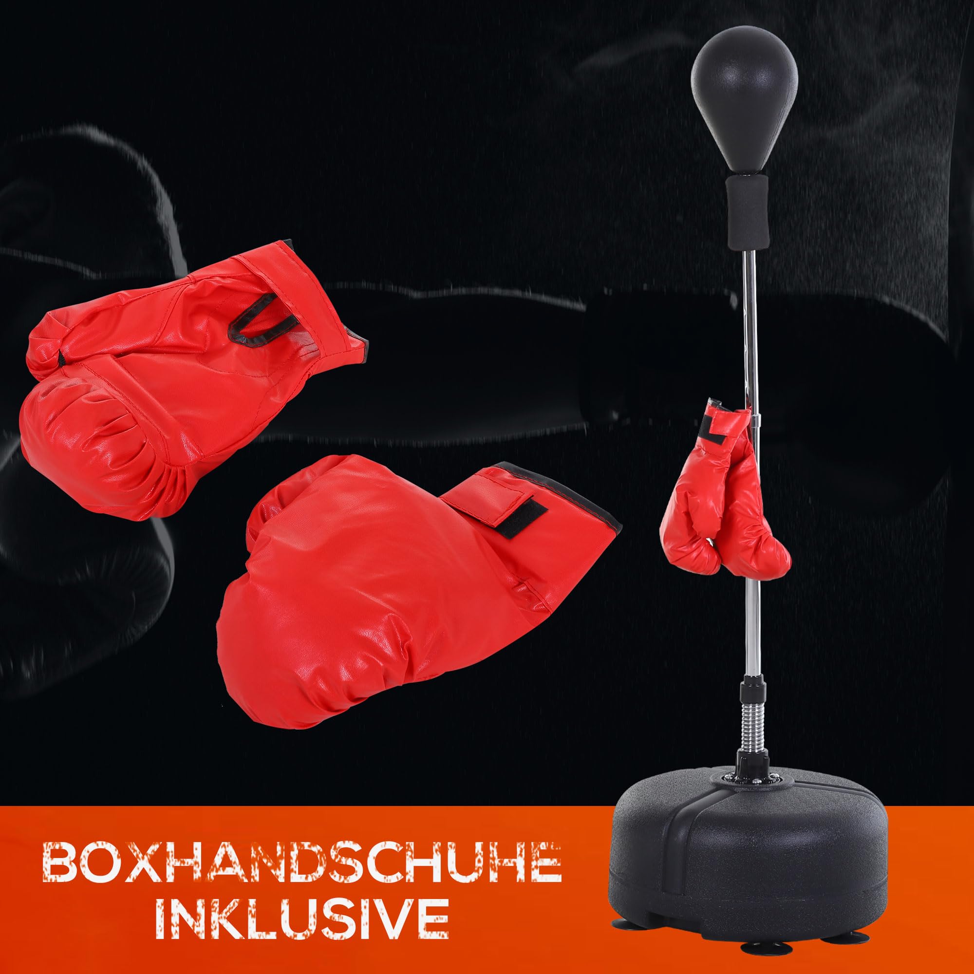 HOMCOM Zestaw bokserski z regulacją wysokości 136-154 cm czarny | Zestaw treningowy, 1 para rękawic, odpowiedni dla profesjonalistów i początkujących
