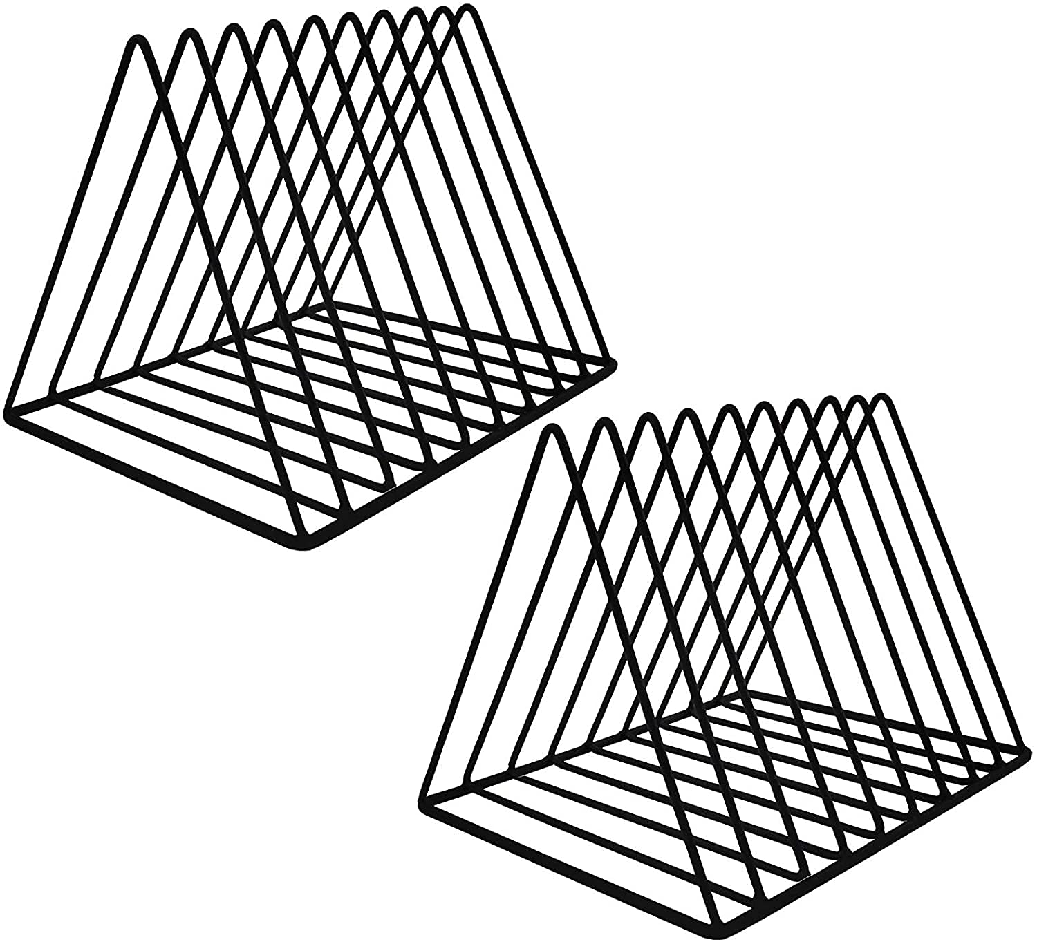 ZEGNEER 2 Pcs 9 Slot Magazine Holder,Desktop File Sorter Organizer Triangle Bookshelf Decor Home Office,Photography Props (Black)