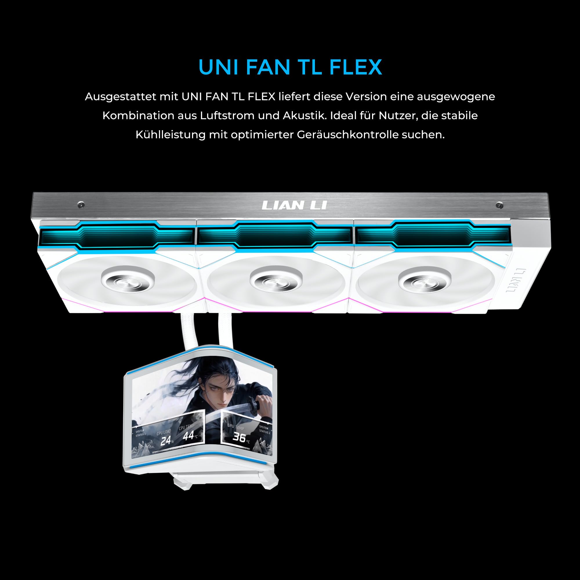 Lian Li HydroShift II OLED Curved 360TL All In One CPU Cooler 360mm - White