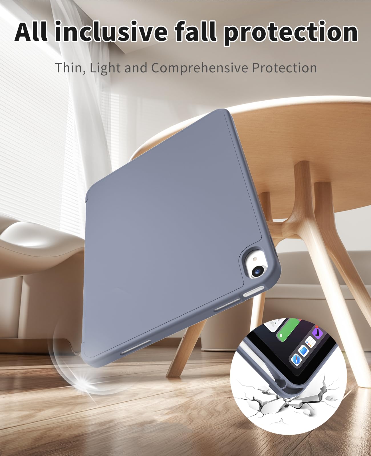 Coque IPad Air 11" (2024/2025) - Support Trifold, Aimant Sommeil/réveil, Gris - 5