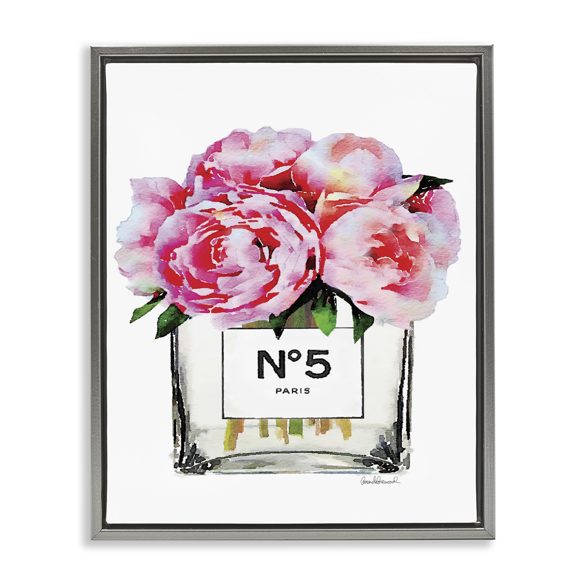 Glam Paris Vase Peony Still Life, 16 x 20 Inch Canvas in Floater Frame