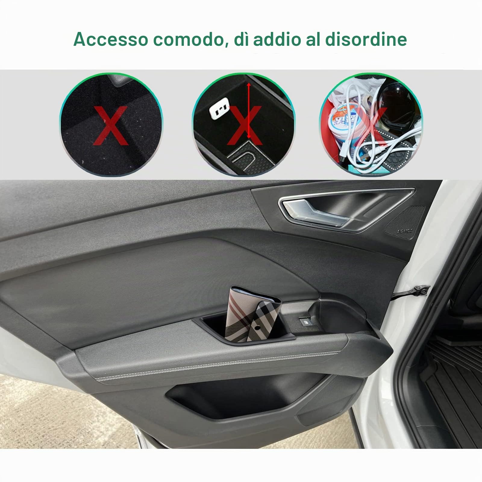 GAFAT Compatibile con Audi Q4 e-tron EV Electric 2021-2025 2026 Scatola Portaoggetti, Q4 etron Sportback Organizer Ffibbia Porta Vassoio, Accessori Q4 etron [Un Set di 4 Pezzi]