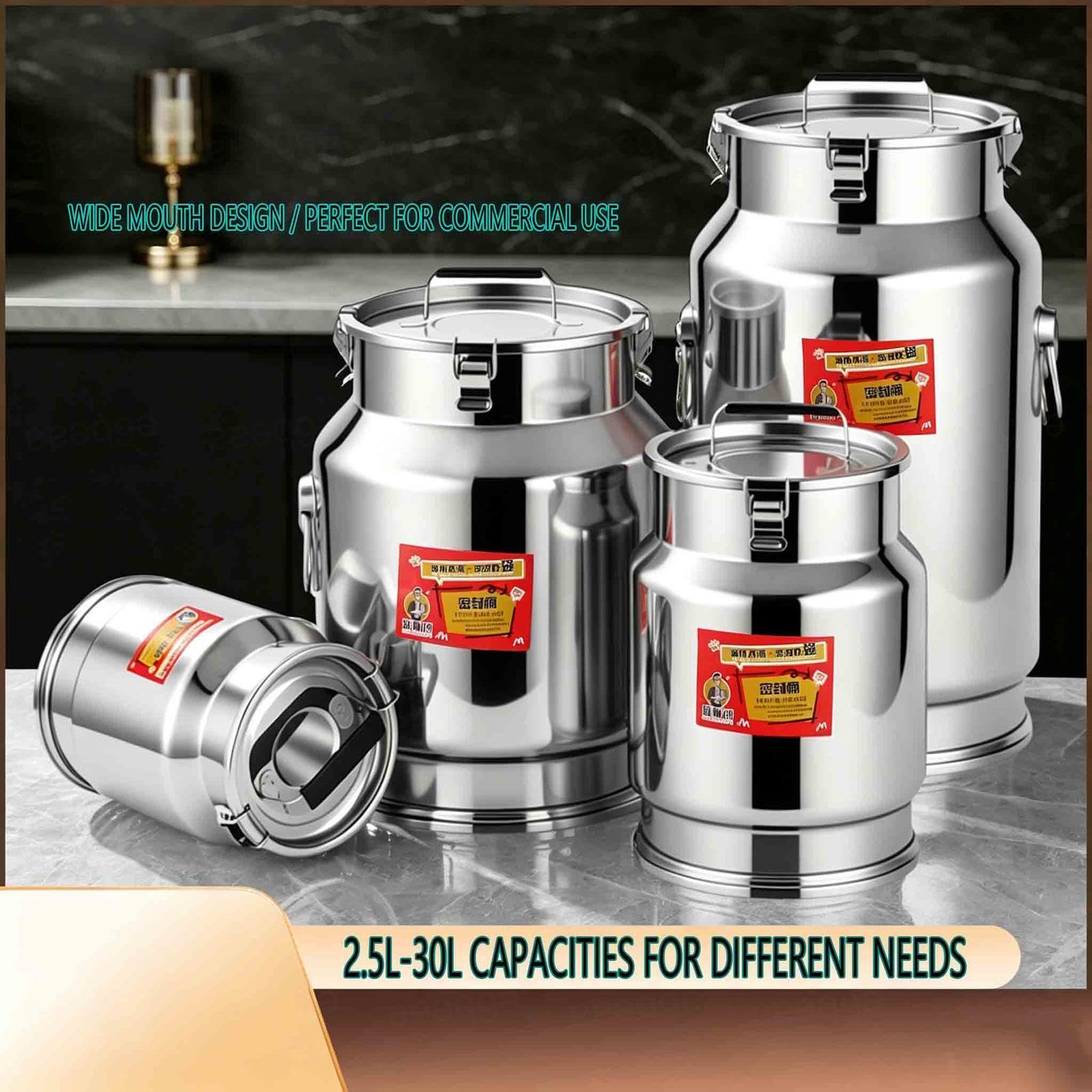 wasserkanister mit hahn 20l trinkwasser kanister behälter Camping Stainless Steel Milk Bucket Milchkanne Edelstahl transportkanne Milch kanne Versiegelter Eimer,A-20L