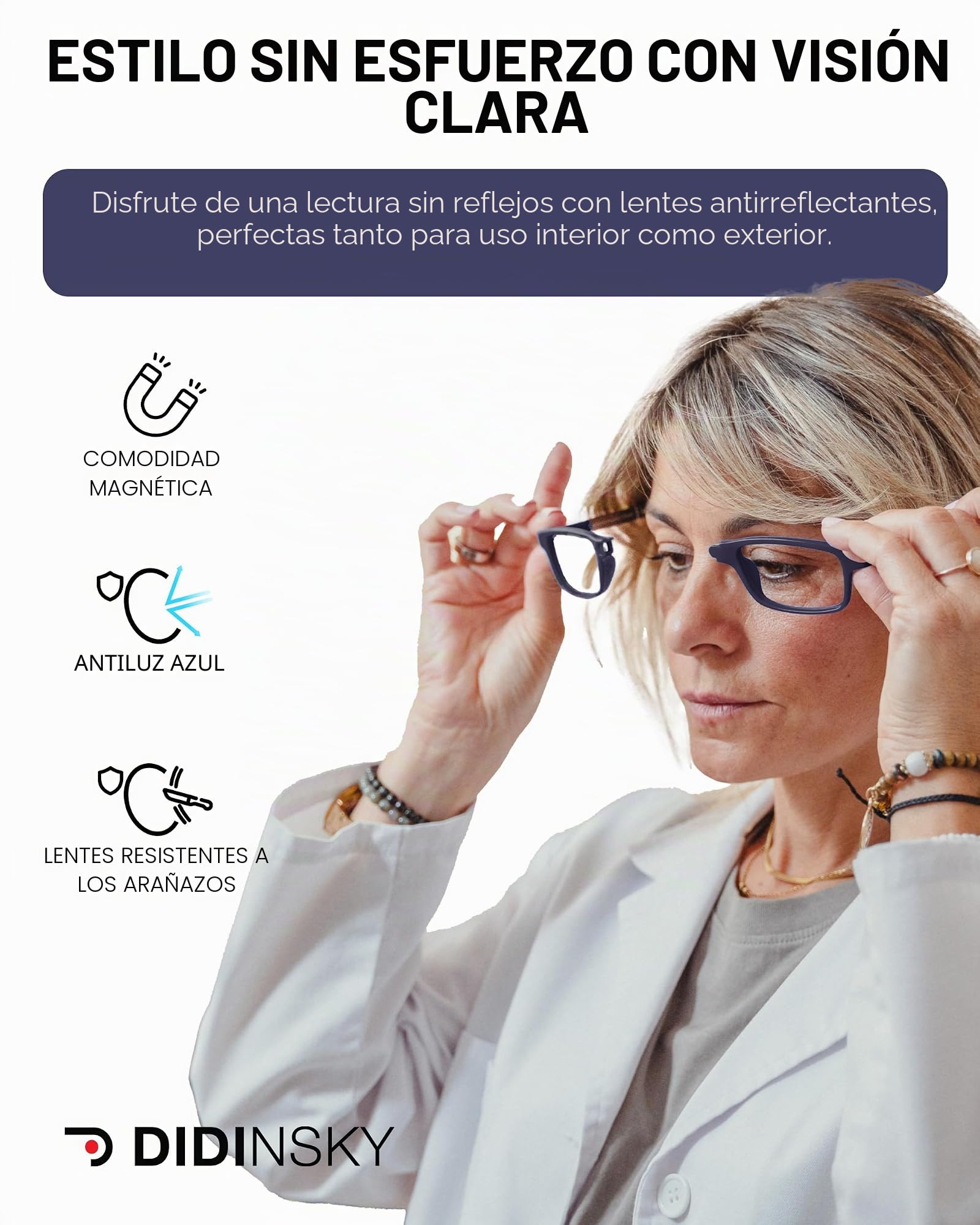 DIDINSKY Krik Gafas de Lectura Magnéticas, Filtro Luz Azul
