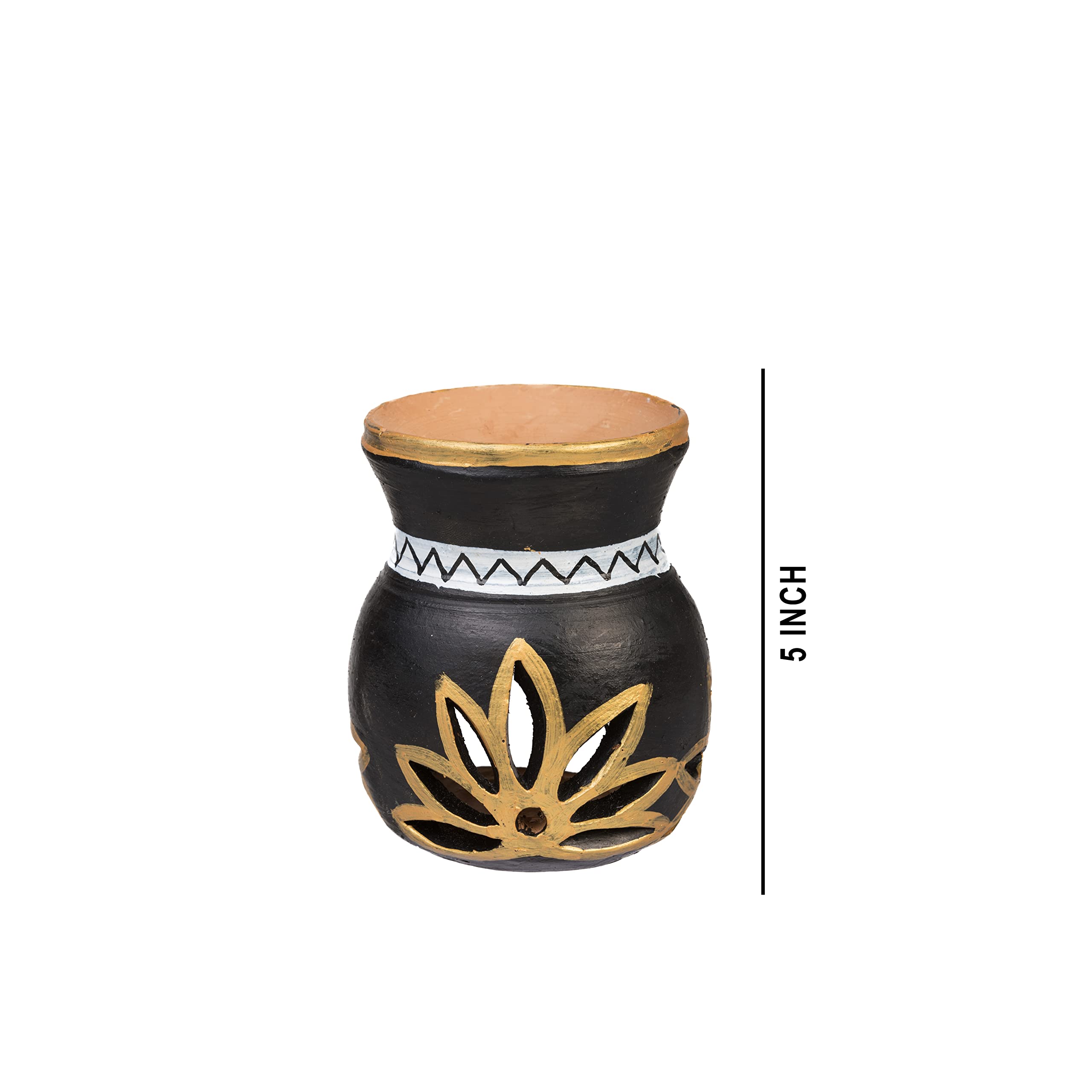Karru Krafft Handcrafted Terracotta Oil Diffuser/Kapoor Burner/Candle Holder and Durga Idol Set for Home Fragrance, Pooja Decor, Festive Decor, Diwali Decor, Home Deco(KKTCDF-217899BLACKOILDIFFUSER) - Image 5 thumbnail