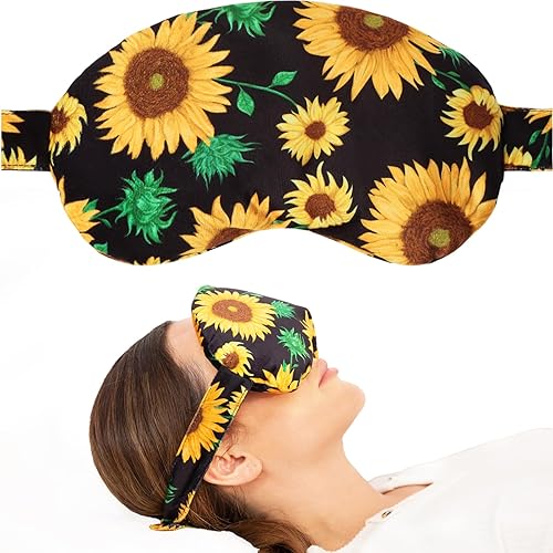 MONAHITO Almohadilla térmica para microondas, máscara de ojos con peso de calor húmedo, 9 x 5 pulgadas, máscara de sueño de compresión fría cálida