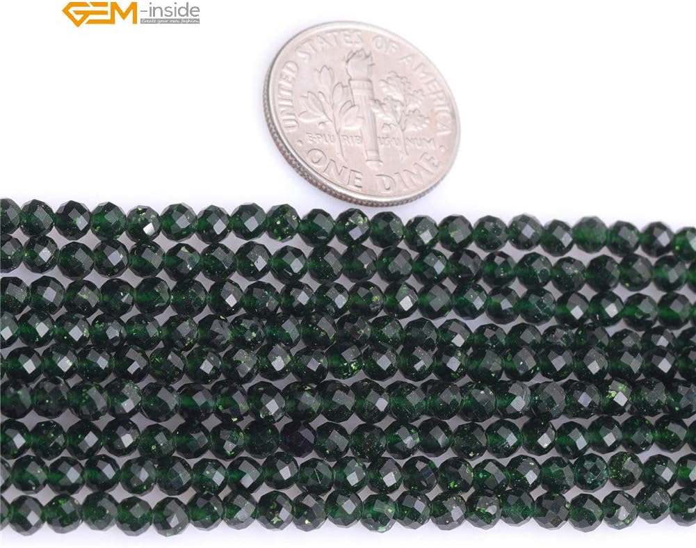 GEM-Inside 3mm Green Sandstone Gemstone Faceted Spacer Small Beads for Jewelry Making 15" - Image 2