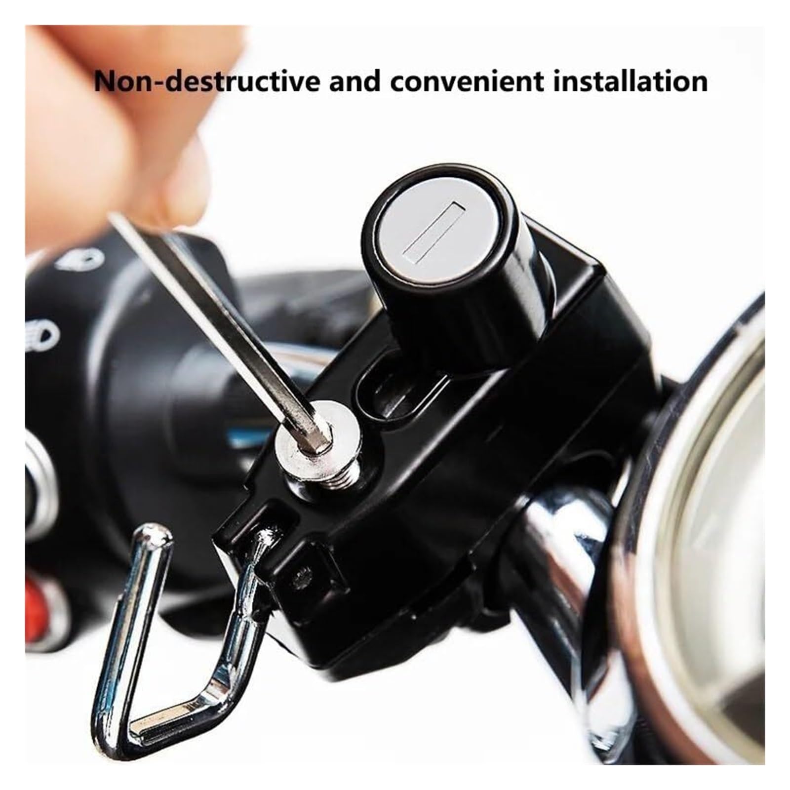 Blocco del manubrio per moto antifurto, blocco per elmo | Chiusura per tubi rotondi, ideale per posizioni di installazione versatili.